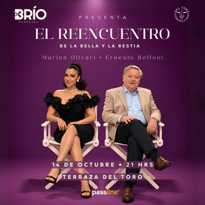 Afiche: El reencuentro de La Bella y La Bestia · Marlen Olivari y Ernesto Belloni