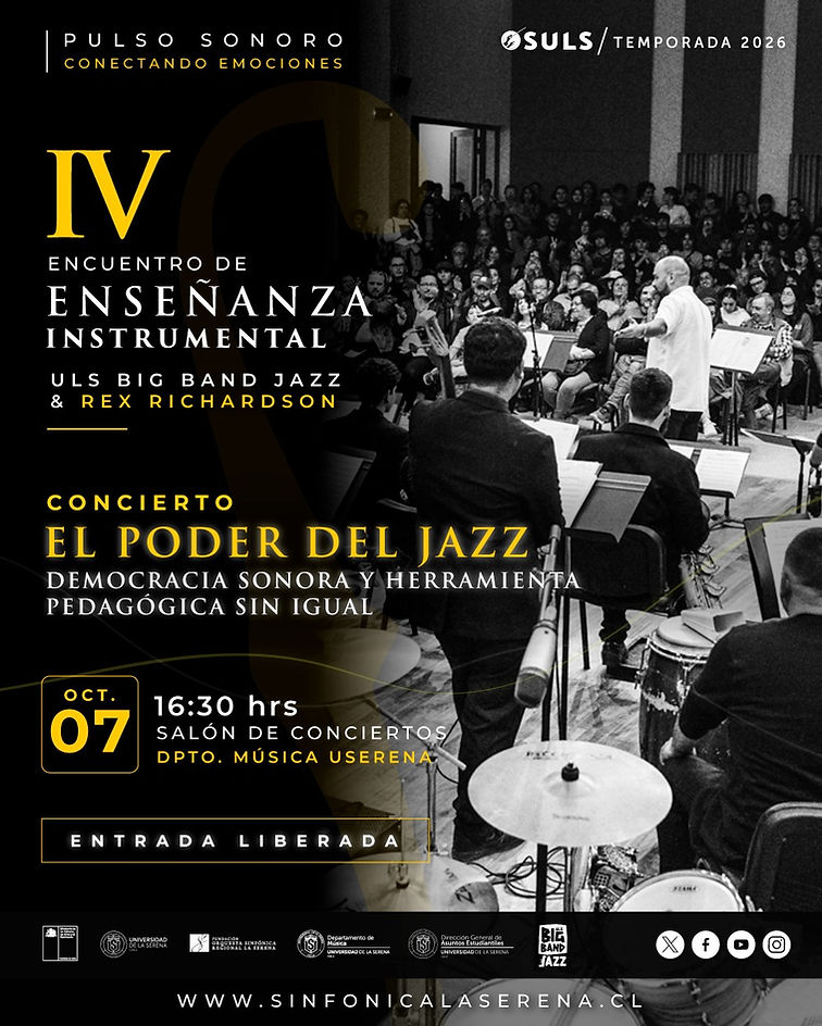 Afiche de El poder del jazz · ULS Big Band y Rex Richardson