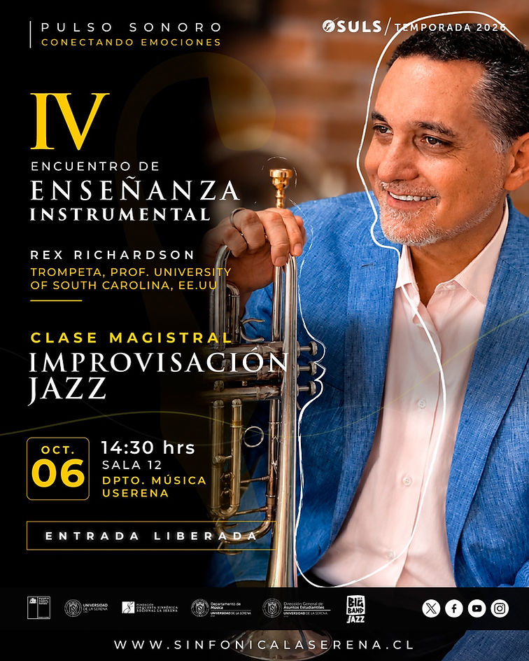 Afiche de Clase magistral de improvisación jazz · Rex Richardson